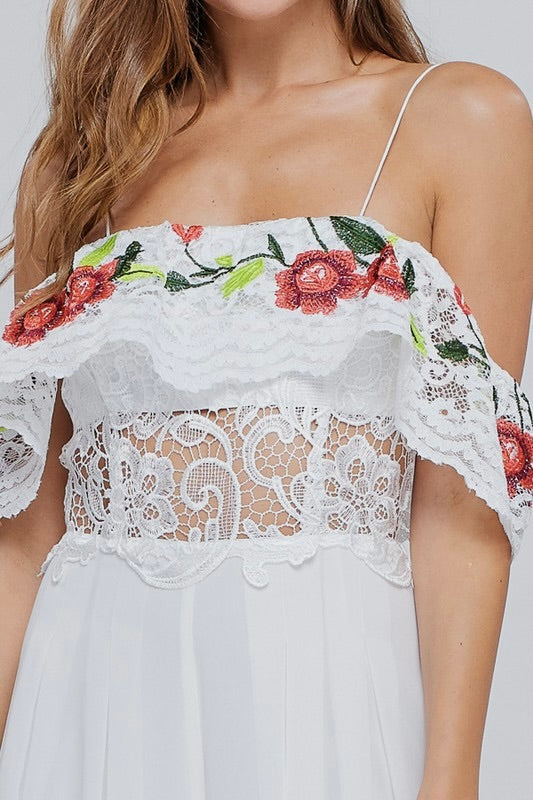 White Floral Lace Jumpsuit