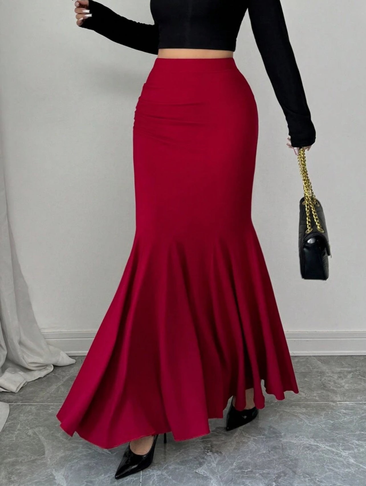 Burgundy Long Skirt
