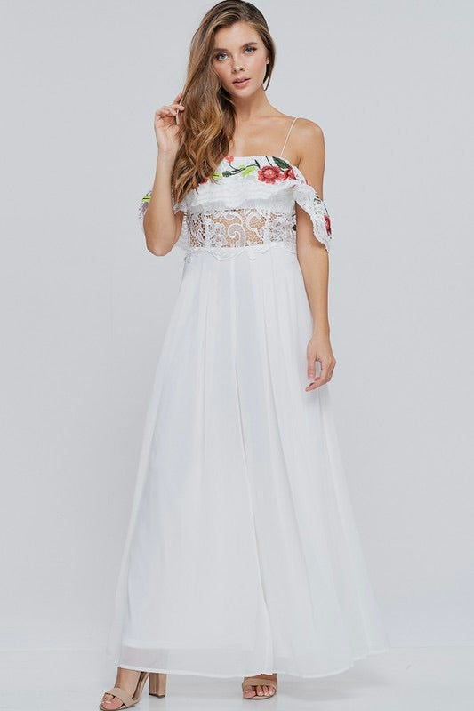 White Floral Lace Jumpsuit