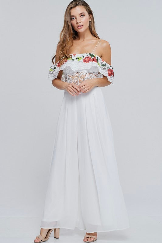 White Floral Lace Jumpsuit