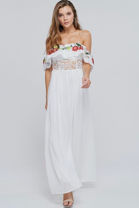 White Floral Lace Jumpsuit