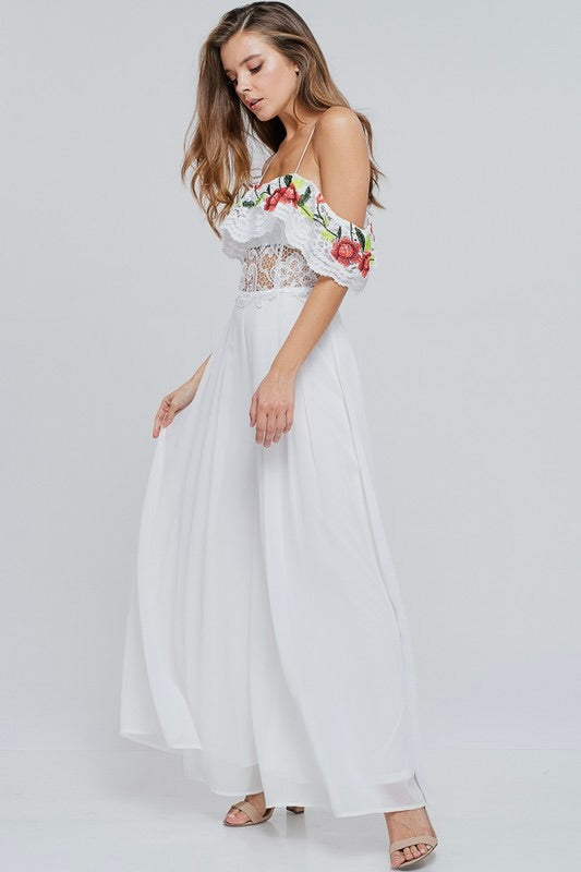 White Floral Lace Jumpsuit