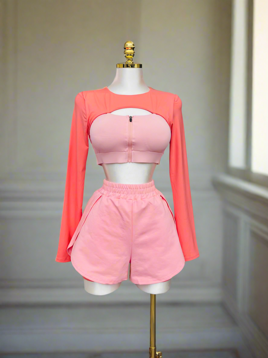 Peachy pink activewear (two piece set)