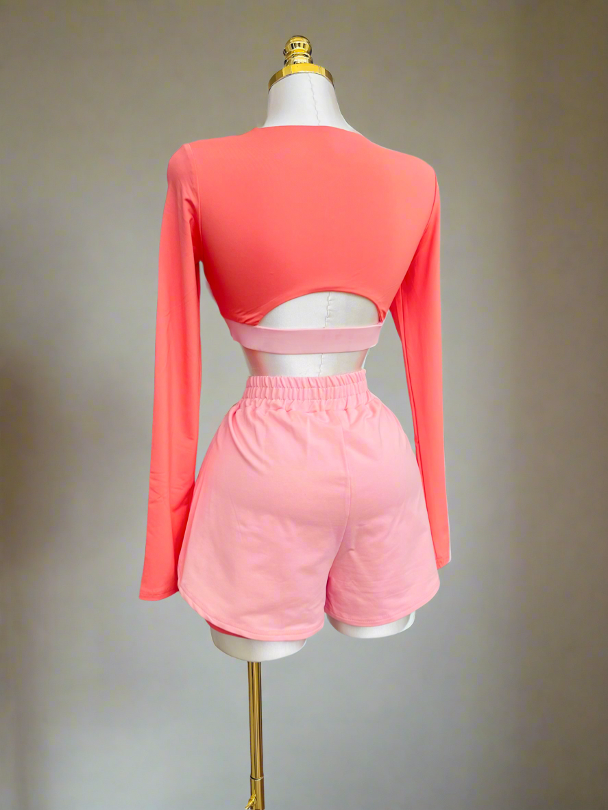 Peachy pink activewear (two piece set)