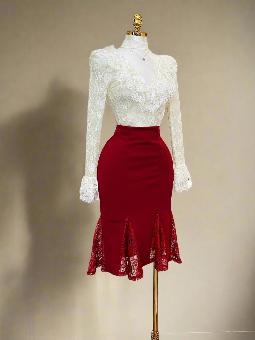 Red Lace Skirt