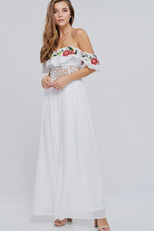 White Floral Lace Jumpsuit